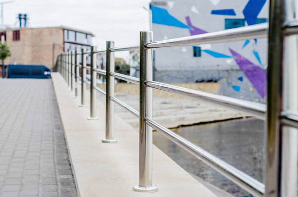 Metal shine fence in the park