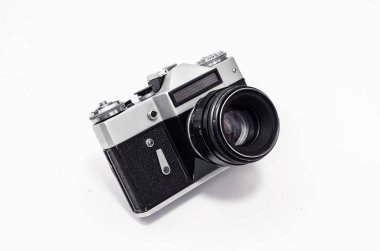 Vintage film fotoğraf, yakın çekim yan görünüm, beyaz bir arka plan