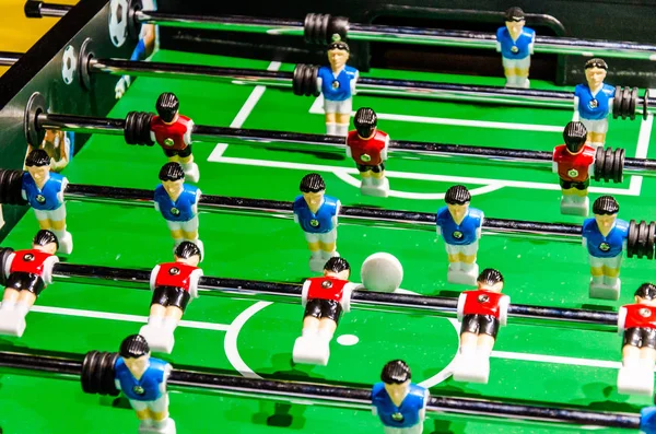 Table Football Soccer Player Figures Metal Rods — Stock Photo, Image