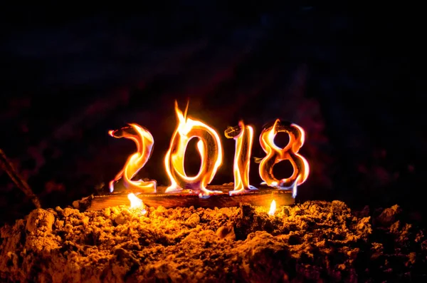 Figuras Madeira 2018 São Queimadas Uma Chama Foto Conceitual Final — Fotografia de Stock