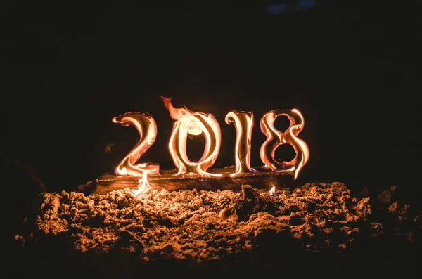 Figuras Madeira 2018 São Queimadas Uma Chama Foto Conceitual Final — Fotografia de Stock