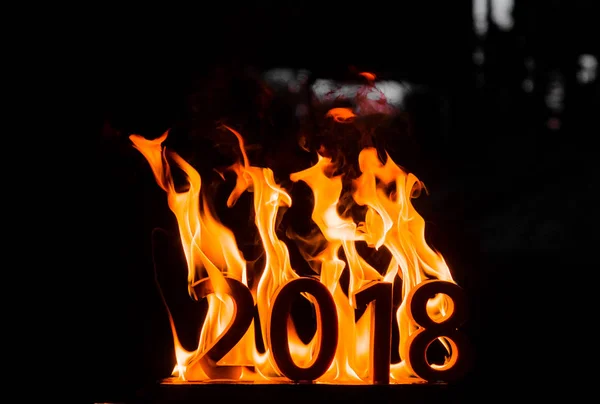 Figuras Madeira 2018 São Queimadas Uma Chama Foto Conceitual Final — Fotografia de Stock