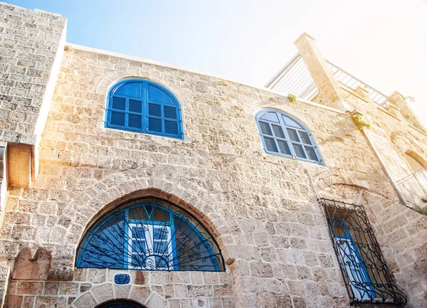 Old House Israel Windows Blue Shutters Historical Building Stock Photo