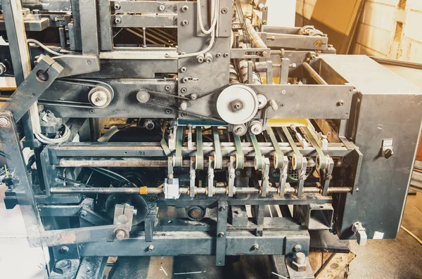 Parte Del Equipo Impresión Máquina Rodillos Guías Tallado Cartón —  Fotos de Stock