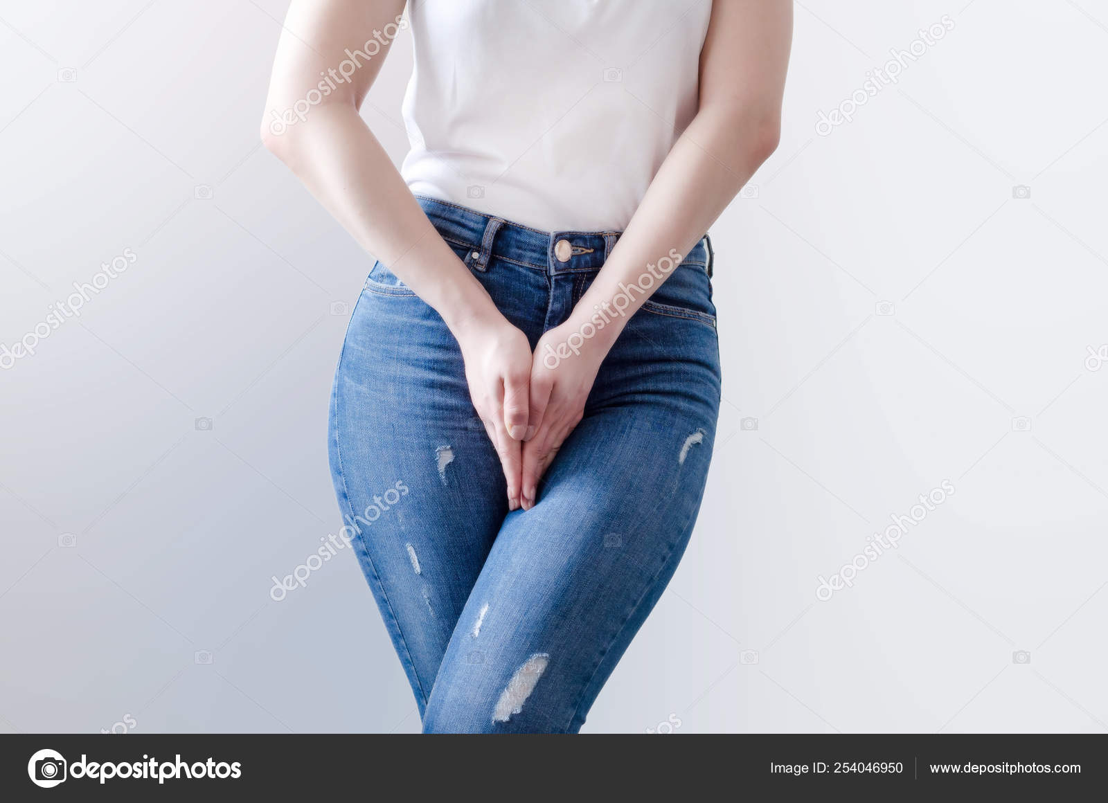 Woman between legs