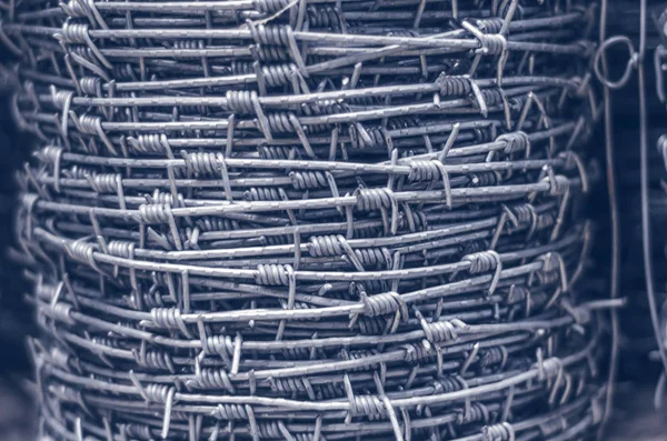 Barbed wire for the fence, wound into a roll — Stock Photo, Image