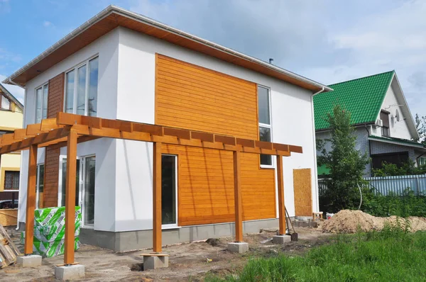 Kyiv Ucrania Junio 2018 Construcción Casas Modernas Sin Terminar Con — Foto de Stock