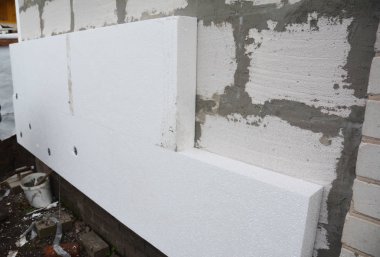 Katı haddelenmiş polistren ev duvar izolasyonu. Sert Strafor açık havada ile ev gaz beton blok duvar yalıtım. 
