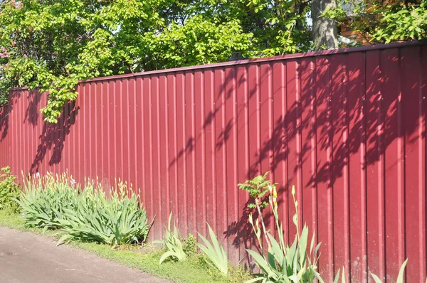 家の花通り側から金属フェンス — ストック写真
