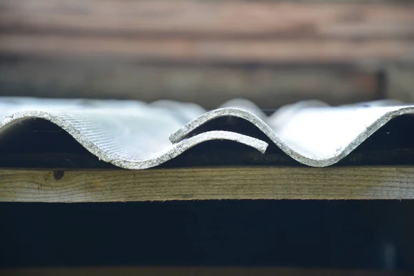 Asbestos Roof Sheets Connection Close — Stock Photo, Image