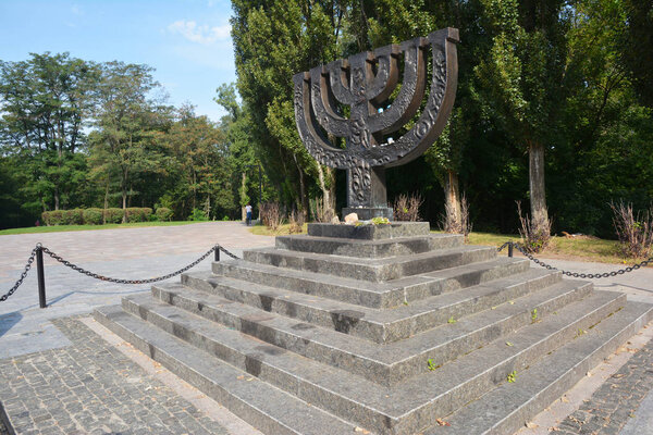 KIEV - UKRAINE, SEPTEMBER - 18,  2018: Holocaust. Menorah memorial in Babi Yar Holocaust Memorial Center. 