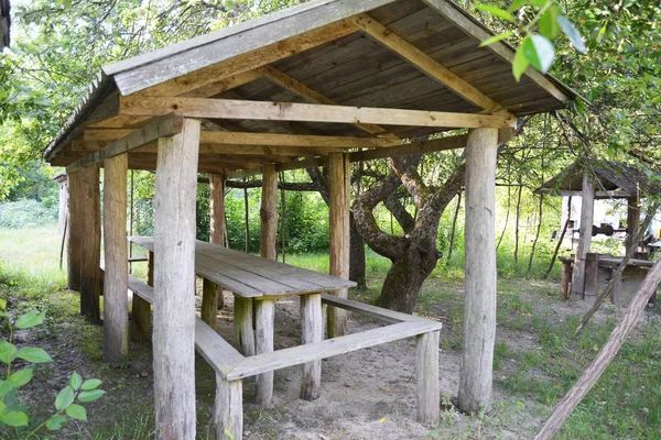 Krásné Výklenku Dřevěný Altán Pavilon Bower Altánek Zahradní Domek Venkovské — Stock fotografie