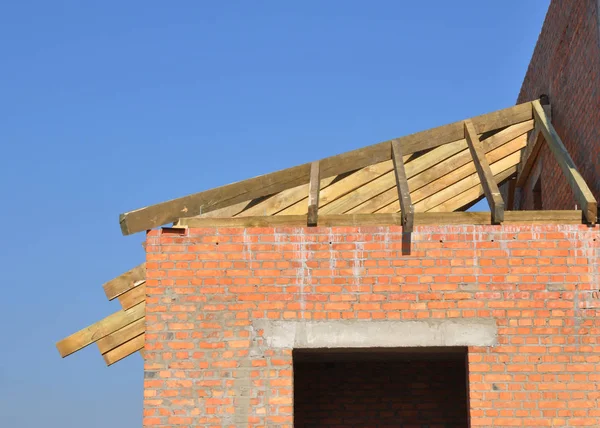 Roofing Construction Wooden Rafters Eaves Timber — Stock Photo, Image