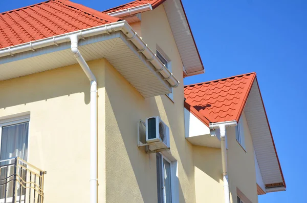 Roof Problem Areas for Rain Gutter Waterproofing Outdoor. Home Guttering, roof gutters, plastic guttering system.