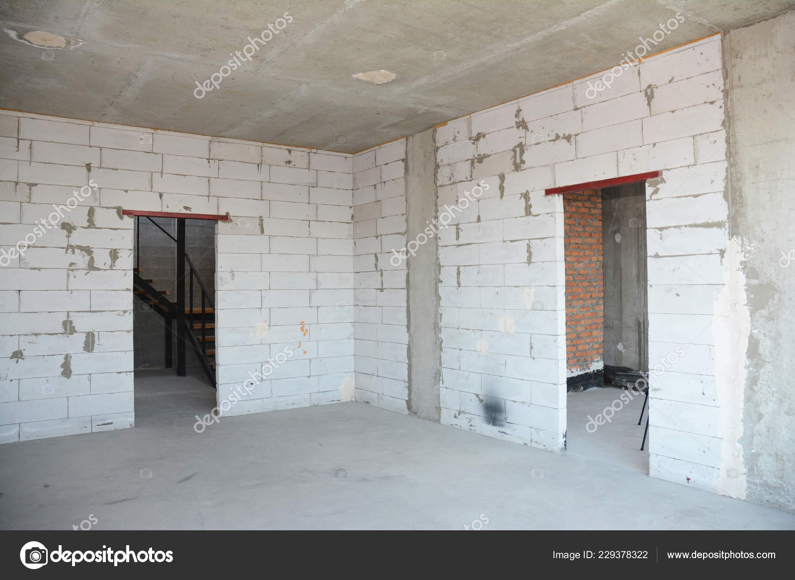 Empty Room Interior Build Plastering Wall Drywalls Stucco