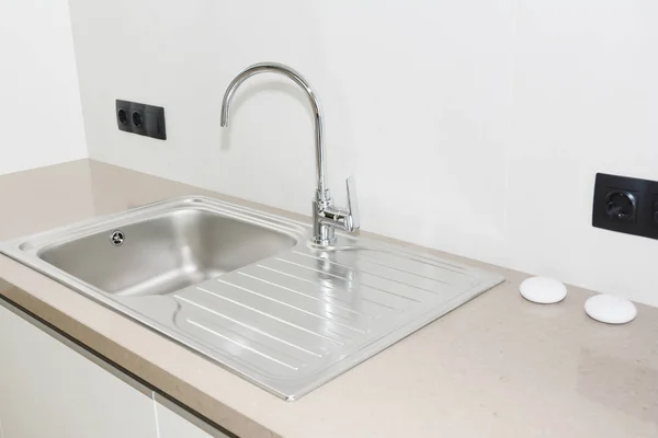 Metal Kitchen Sink Modern Kitchen Metal Faucet Metal Kitchen Sink Stock Picture