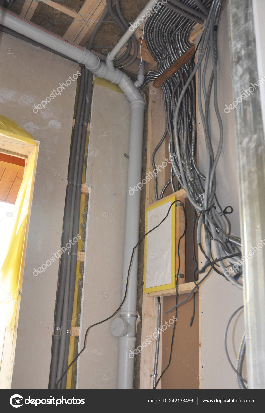 Electrical Wiring New Home Construction Pipeline Plumbing House Construction Stock Photo Image By C Thefutureis 242133486