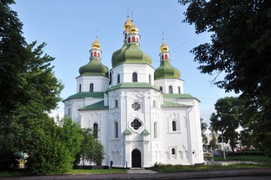 Nizhyn, Ukrayna - 31 Ocak 2019: St. Nicolas church civarındaki Nizhyn. Ukrayna Barok veya kazak Barok veya Mazepa Barok Ukrayna'da 17 centure ortaya çıkan bir mimari tarzıdır