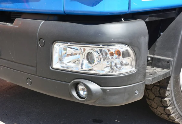 Automobile truck headlights and bumper.