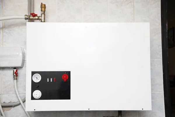 Electric Boiler Board Install. Electric Wet Central Heating System, Electric Water Heating, Boiler. — Stock Photo, Image