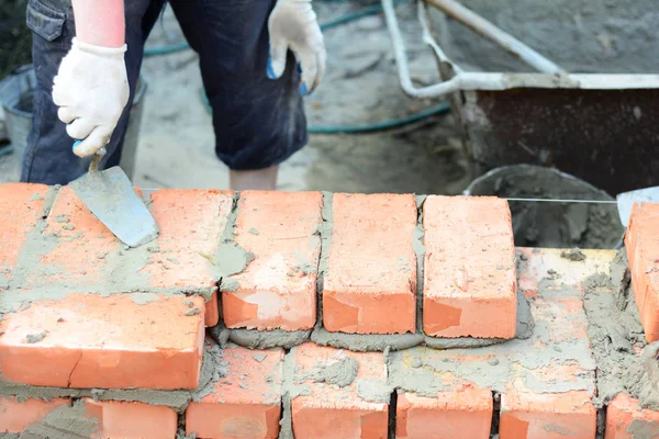 Dom bricklaying, Brickwork koncepcja fotografii — Zdjęcie stockowe