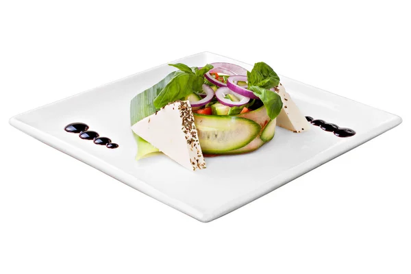 蔬菜和奶酪的沙拉 西红柿 餐厅菜单食品摄影 — 图库照片
