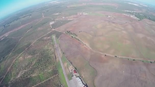 Professionelle Fallschirmspringer fliegen am Fallschirm in den Himmel. Natur. Adrenalin. Flug. — Stockvideo