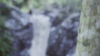 Yüzmek yelek ile genç adam neden aşağı kaya şelale ile kapalı kayıyor