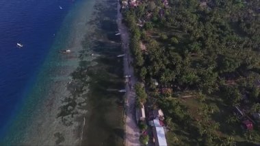 Harika toplayan Adası palmiye ağaçları, şirin sahil şeridi ve tekneler.