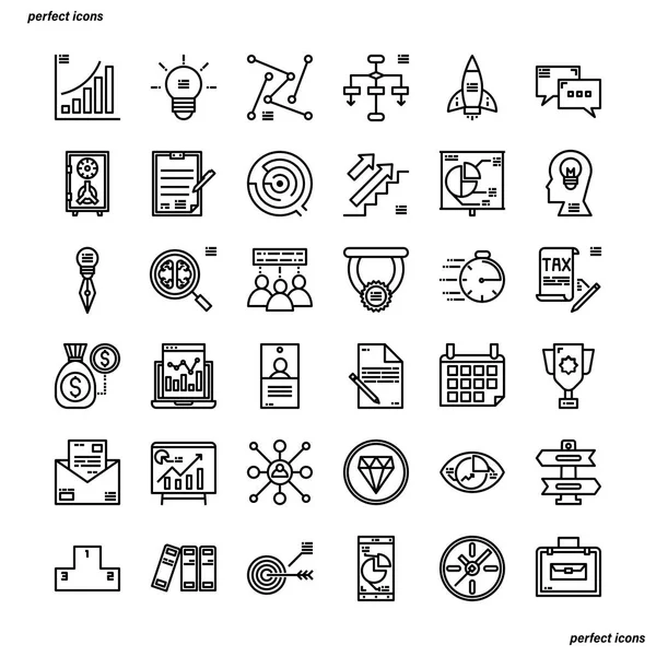 Business Outline Icons perfect pixel. — Stock Vector