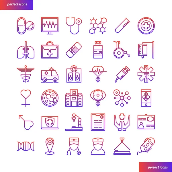 Medical and Healthcare gradient icons set — Stock Vector