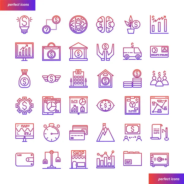 Conjunto de ícones de gradiente bancário e financeiro —  Vetores de Stock