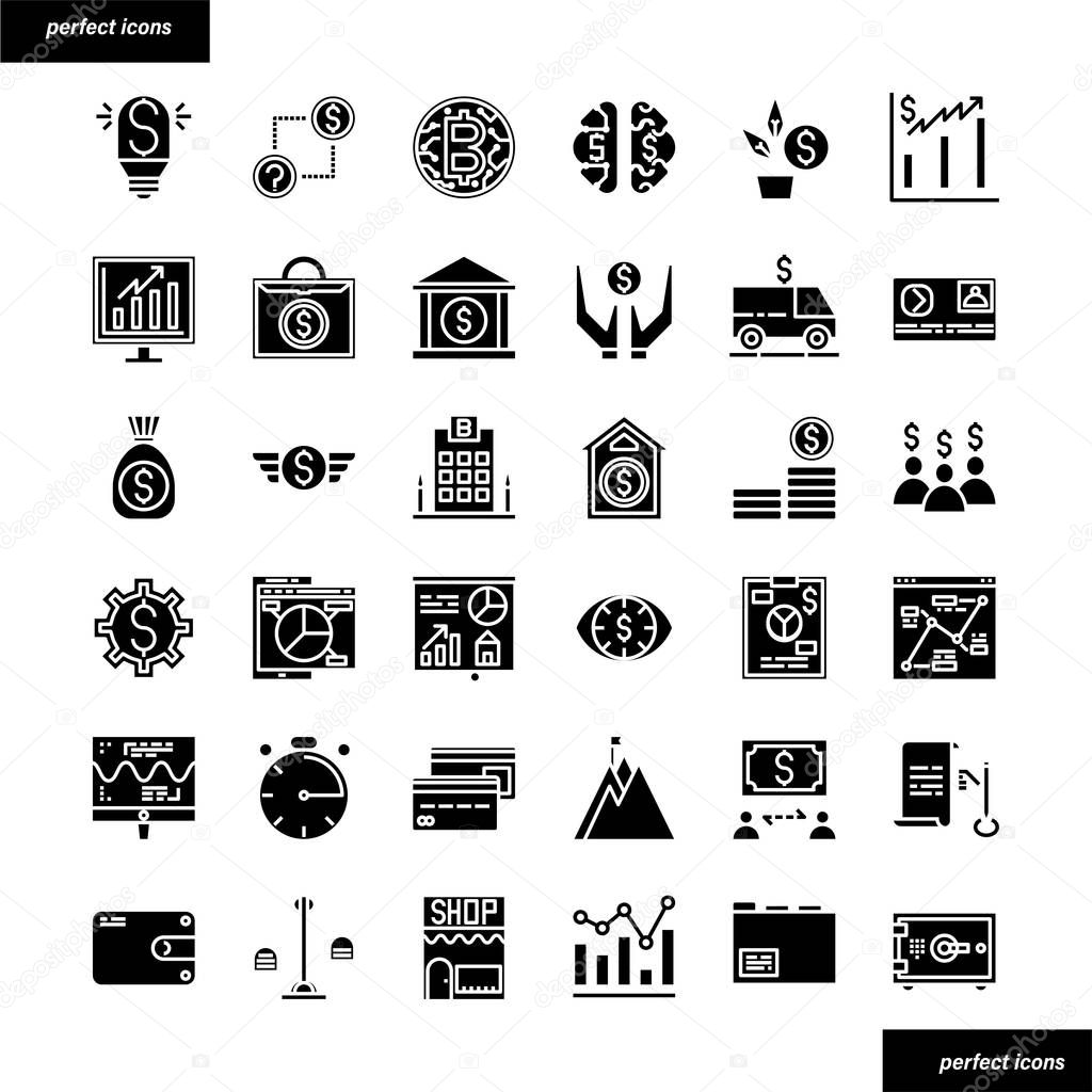 Banking and Financial  solid icons set