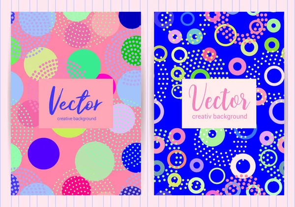 Covers Random Chaotic Scattered Circles Colorful Geometric Vector Backgrounds — Stock Vector