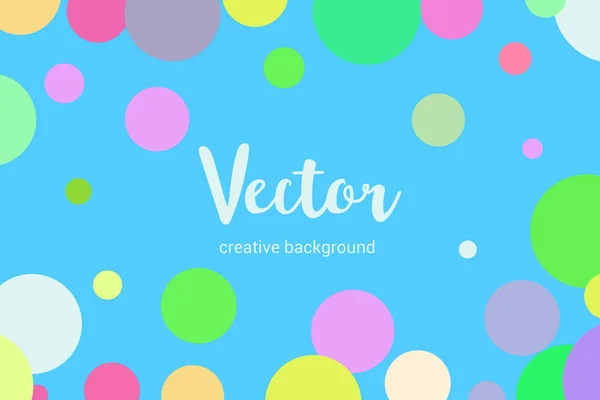 Vector Template Random Chaotic Scattered Colorful Circles Blue Background — Stock Vector