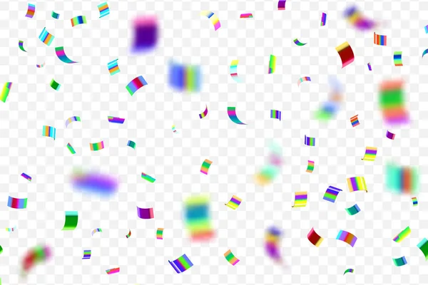 Confeti Colorido Brillante Caída Aislado Sobre Fondo Transparente — Vector de stock