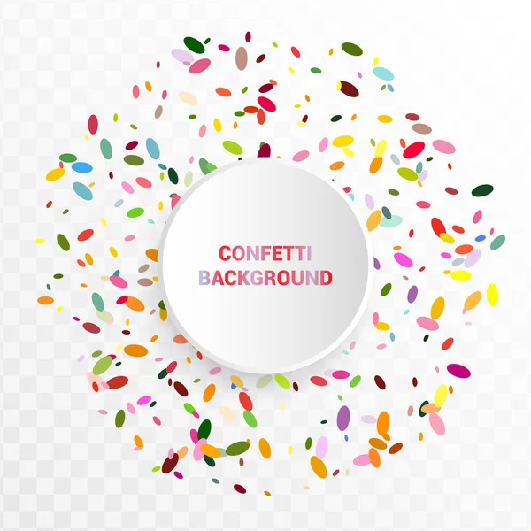 Parlak renkli konfeti, arka planda dairesel tasarım..