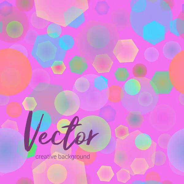 Vector Fondo Colorido Con Aleatorio Caótico Círculos Dispersos Hexágonos — Vector de stock