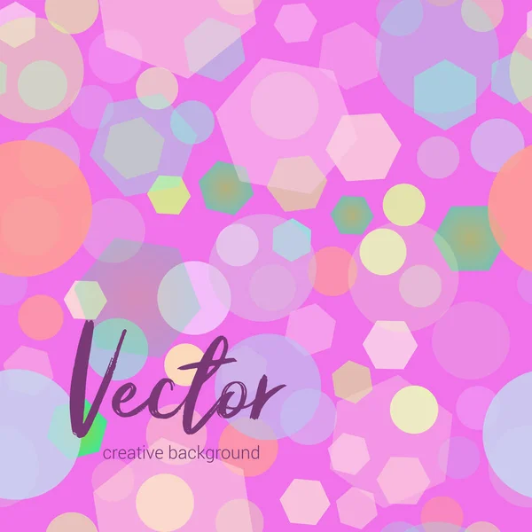 Vector Fondo Colorido Con Aleatorio Caótico Círculos Dispersos Hexágonos Patrón — Vector de stock