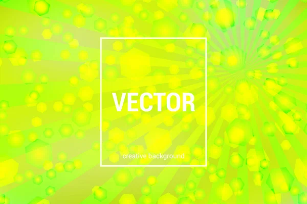 Vektor Bunten Hintergrund Mit Bokeh Sechsecke Und Strahlen Trendigen Farben — Stockvektor