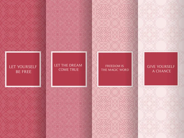 Yumuşak kiraz renginde pürüzsüz desenler. Soyut geometrik arkaplan koleksiyonu. Vektör illüstrasyonu.