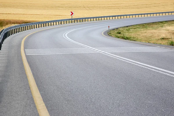 Road Field Turn Righ — Stock Photo, Image