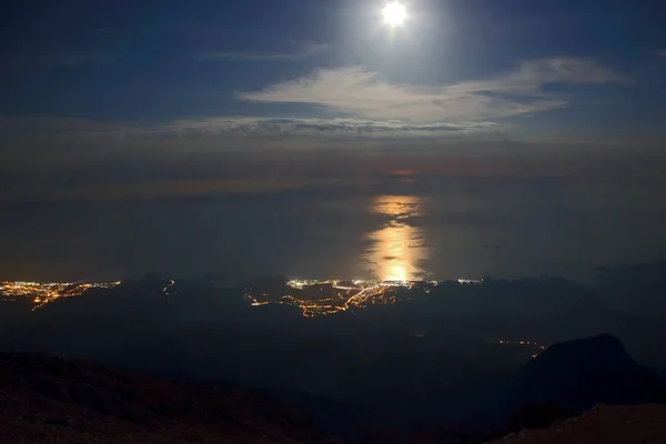 Moonlight Night Seaside Tekirova Turkey — Stock Photo, Image