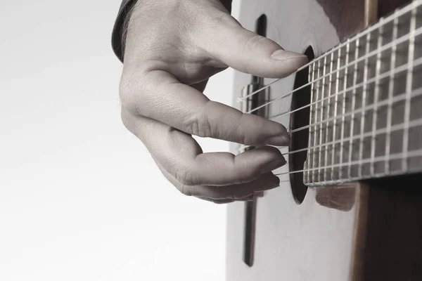 Acorde Tocando Guitarra Clásica Cerca —  Fotos de Stock