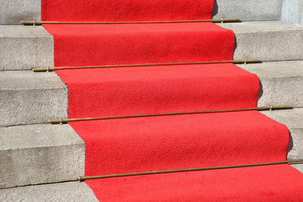 Red Carpet Lies Concrete Step — Stock Photo, Image