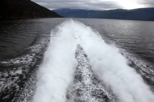 plume from a fast boat on the water