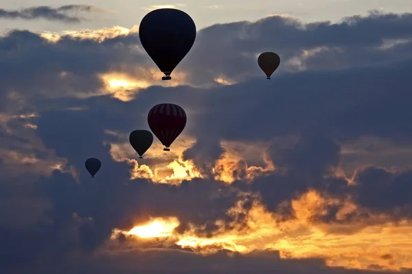 Many Passenger Balloons Fly Background Dawn Cloud — Stock Photo, Image