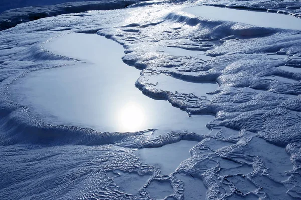 Soleil Reflète Dans Les Travertins Pamukkale Turquie — Photo