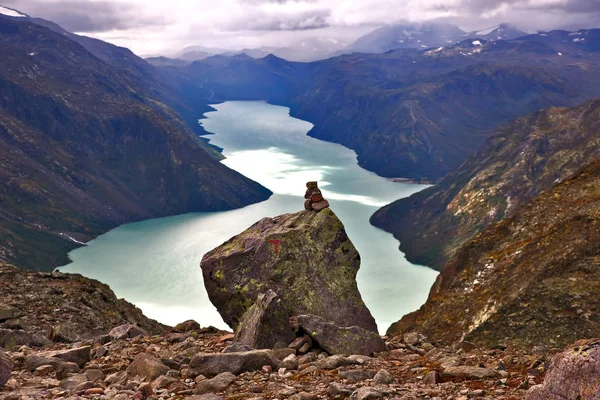 Hegyi Kilátással Tóra Jotunheimen Nemzeti Park Norvégia — Stock Fotó