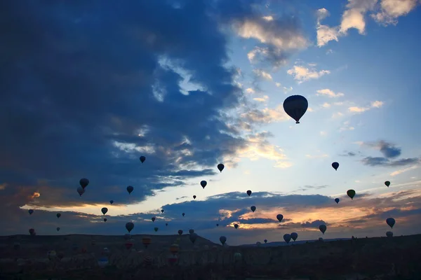 Many Passenger Balloons Fly Background Dawn Clouds — Stock Photo, Image